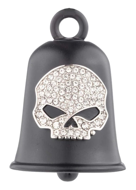 Campanello da moto Harley-Davidson® con logo Willie G Skull e cristalli incastonati, nero