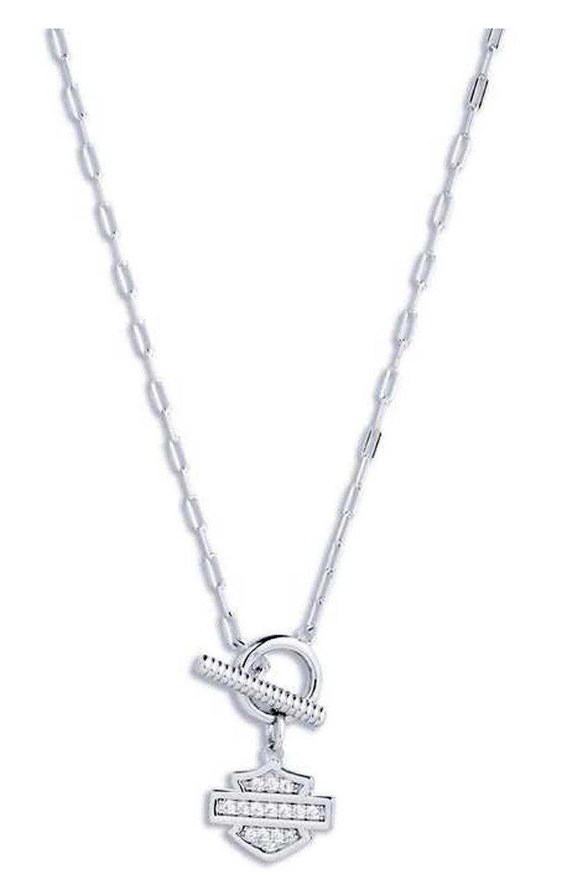 Collana con ciondolo a moschettone con logo Bar & Shield da donna Harley-Davidson®, 40 cm, argento