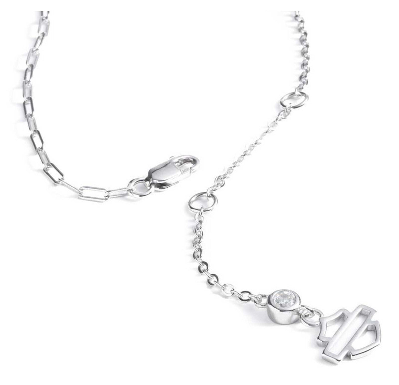 Collana con ciondolo a moschettone con logo Bar & Shield da donna Harley-Davidson®, 40 cm, argento