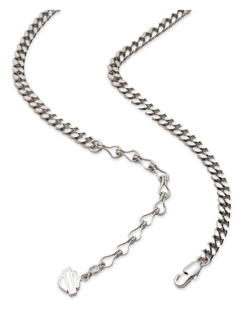 Collana con ciondolo a forma di lucchetto alato Bar & Shield da donna Harley-Davidson® da 16 pollici, argento