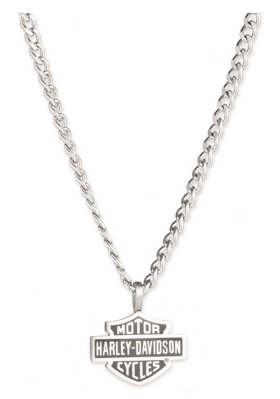 Collana con catena Bar & Shield Script da 24 pollici Harley-Davidson® da uomo, in acciaio inossidabile