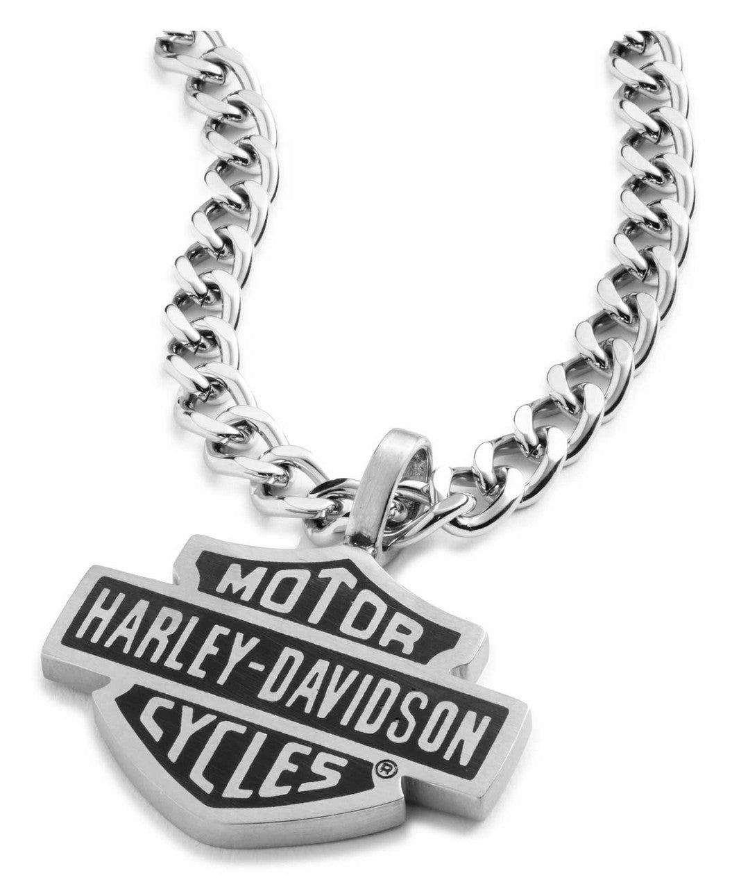 Collana con catena Bar & Shield Script da 24 pollici Harley-Davidson® da uomo, in acciaio inossidabile