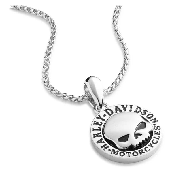 Collana da uomo Harley-Davidson® Willie G Skull da 26 pollici, in acciaio inossidabile