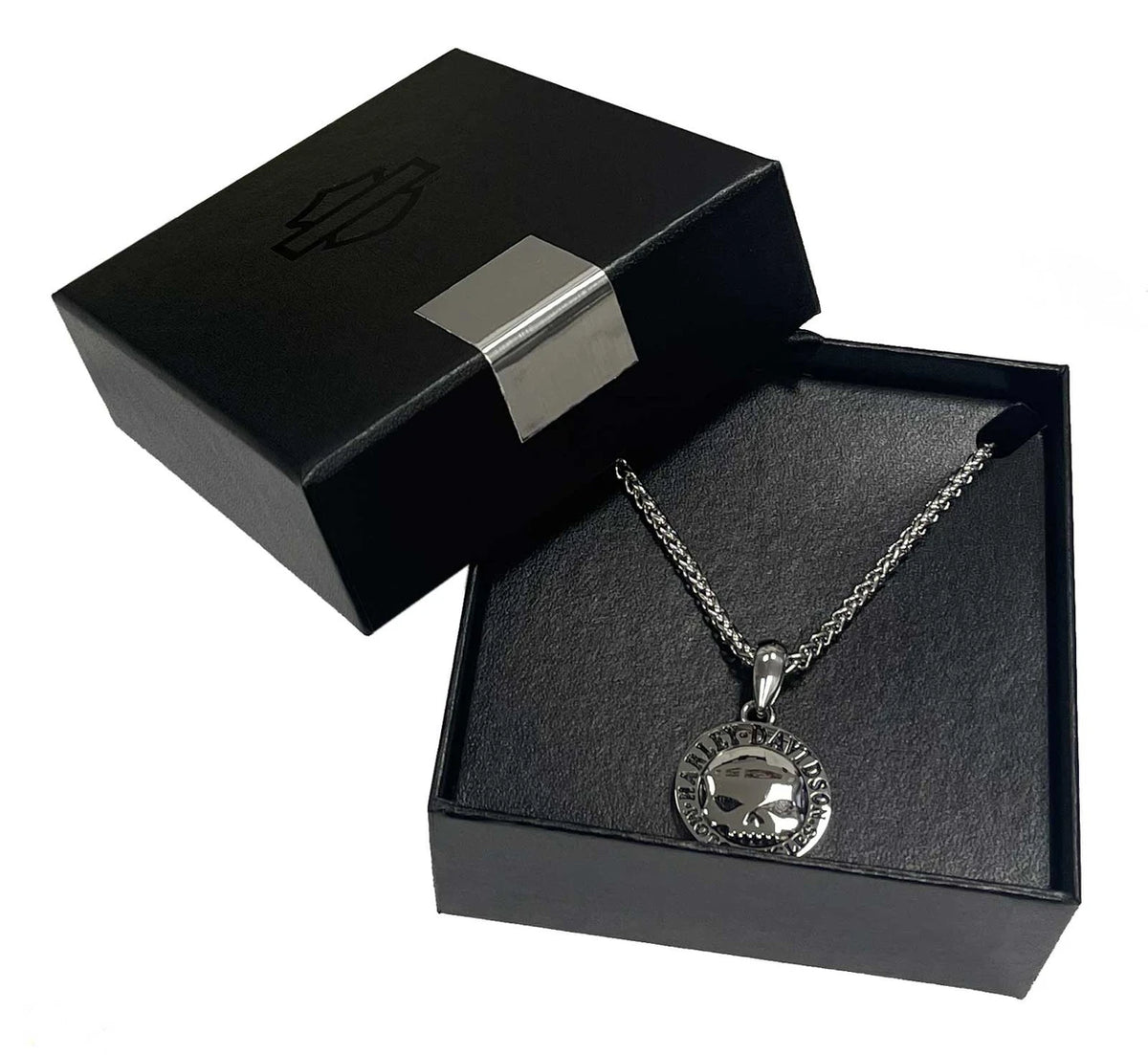 Collana da uomo Harley-Davidson® Willie G Skull da 26 pollici, in acciaio inossidabile