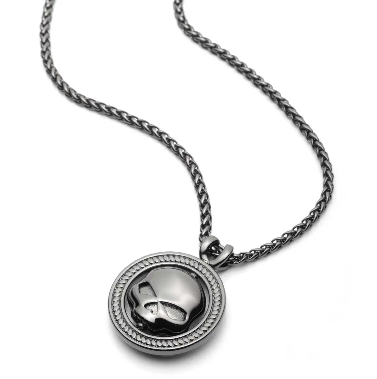 Collana da uomo Harley-Davidson con teschio rotondo Willie G, 26"