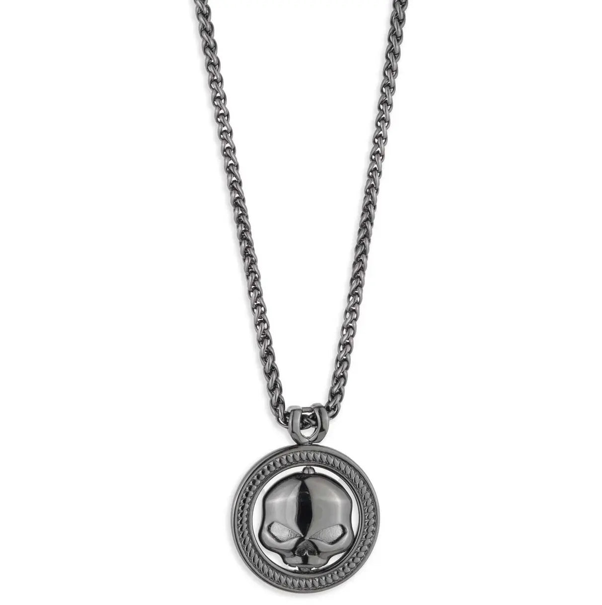 Collana da uomo Harley-Davidson con teschio rotondo Willie G, 26"