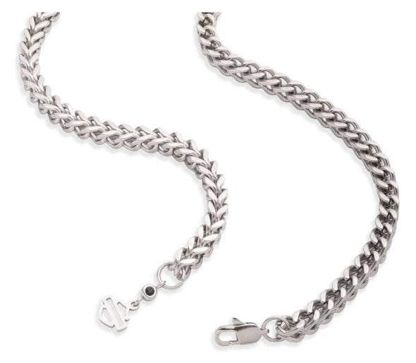 Collana con ciondolo ovale a cavo in acciaio inossidabile con teschio Willie G da uomo Harley-Davidson®