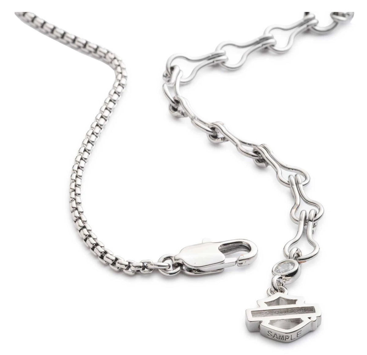 Collana con ciondolo a forma di barra e scudo con cristalli pavé da donna Harley-Davidson®, argento