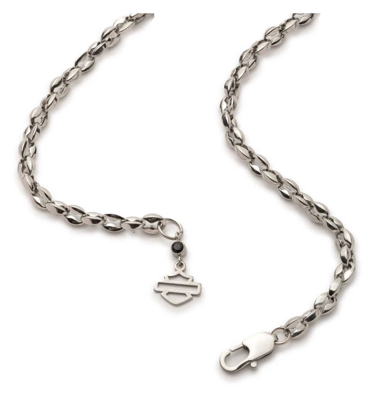 Collana con ciondolo a scudo in pelle da uomo Harley-Davidson® Bar & Shield, argento