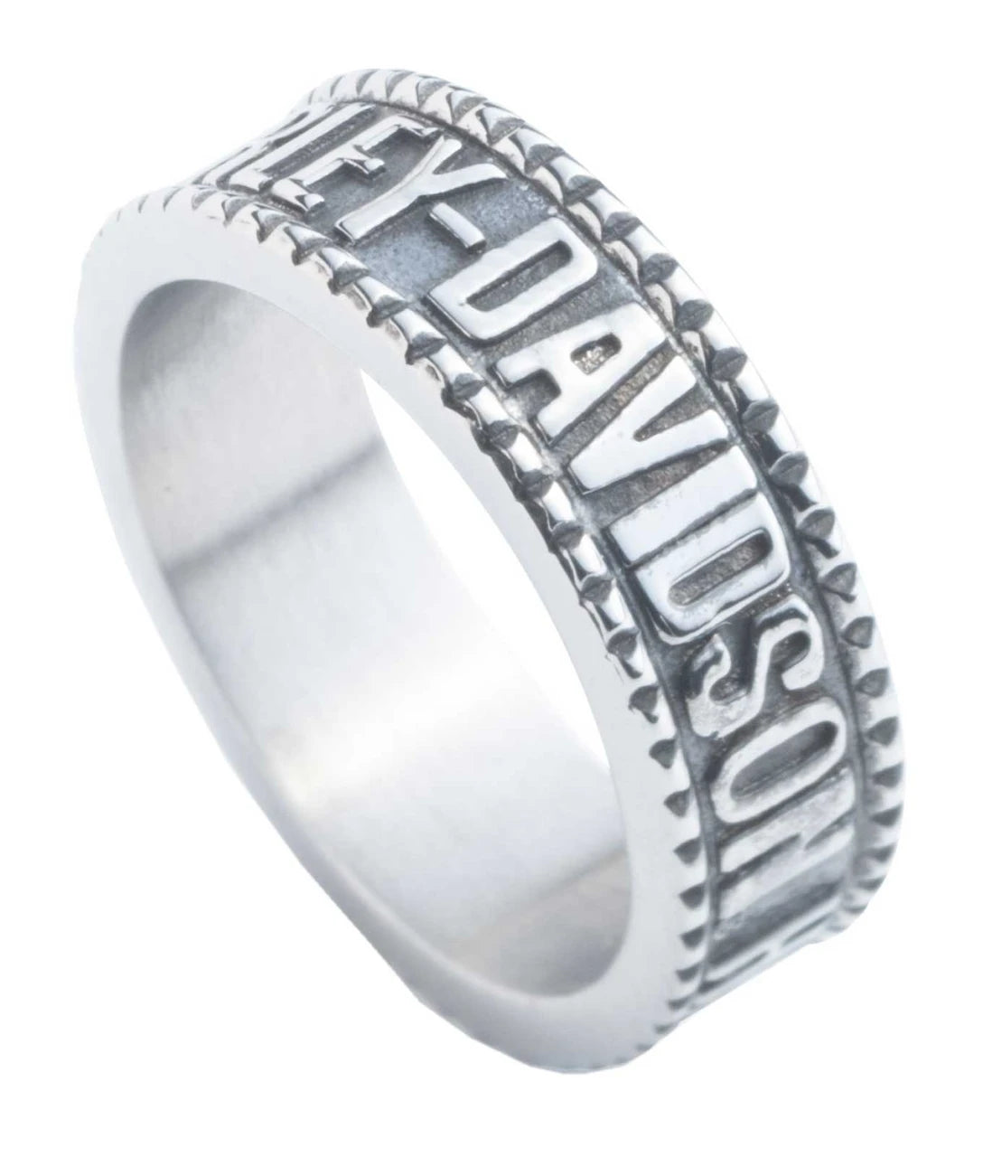 Anello da uomo Harley-Davidson® con logo HD in rilievo inciso, in acciaio inossidabile