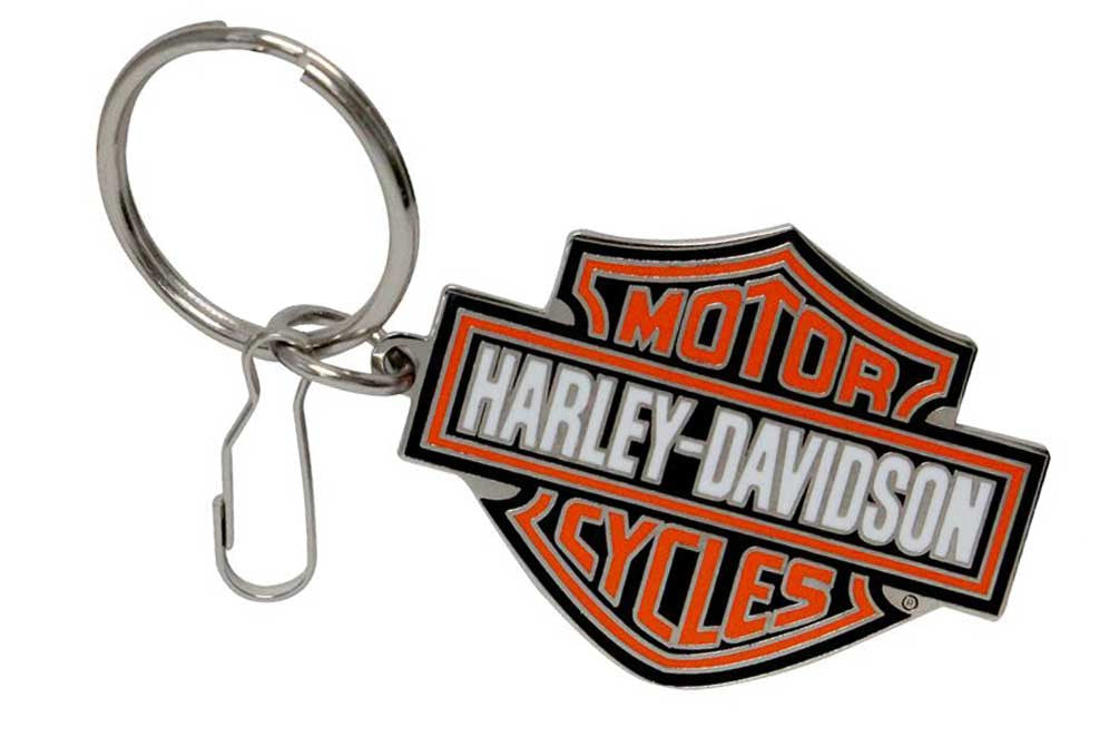 Portachiavi smaltato con logo Harley-Davidson® Bar & Shield, colore arancione