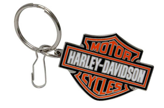 Portachiavi smaltato con logo Harley-Davidson® Bar & Shield, colore arancione