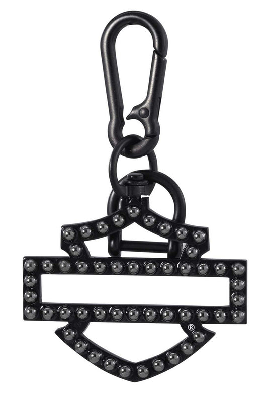 Portachiavi con logo Harley-Davidson® Rivet Silhouette Bar & Shield, nero