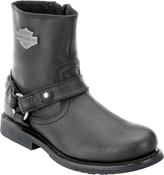 Harley-Davidson® Scout Black 7-Inch Leather Boots, Side Entry Inside Zip.