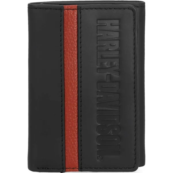 Portafoglio Harley-Davidson H-D Center Block Tri-Fold in pelle da uomo, nero