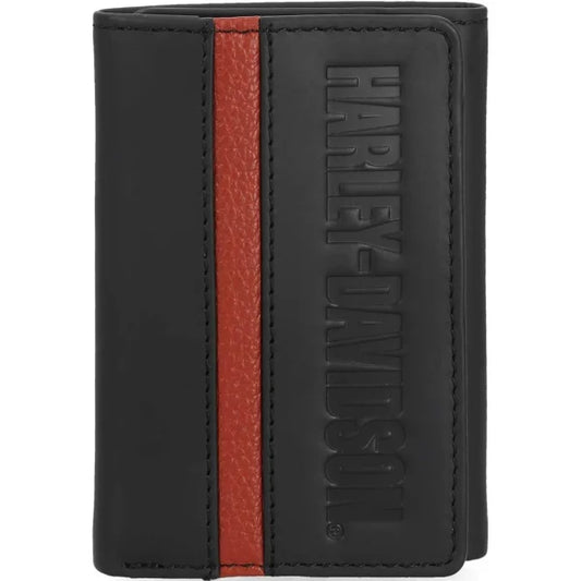 Portafoglio Harley-Davidson H-D Center Block Tri-Fold in pelle da uomo, nero