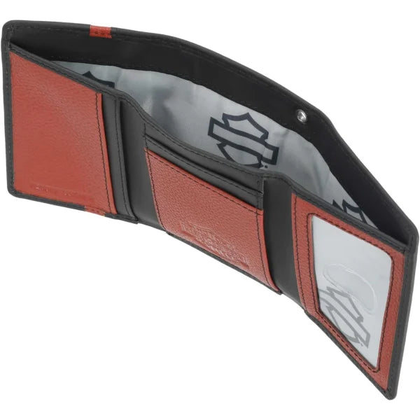 Portafoglio Harley-Davidson H-D Center Block Tri-Fold in pelle da uomo, nero