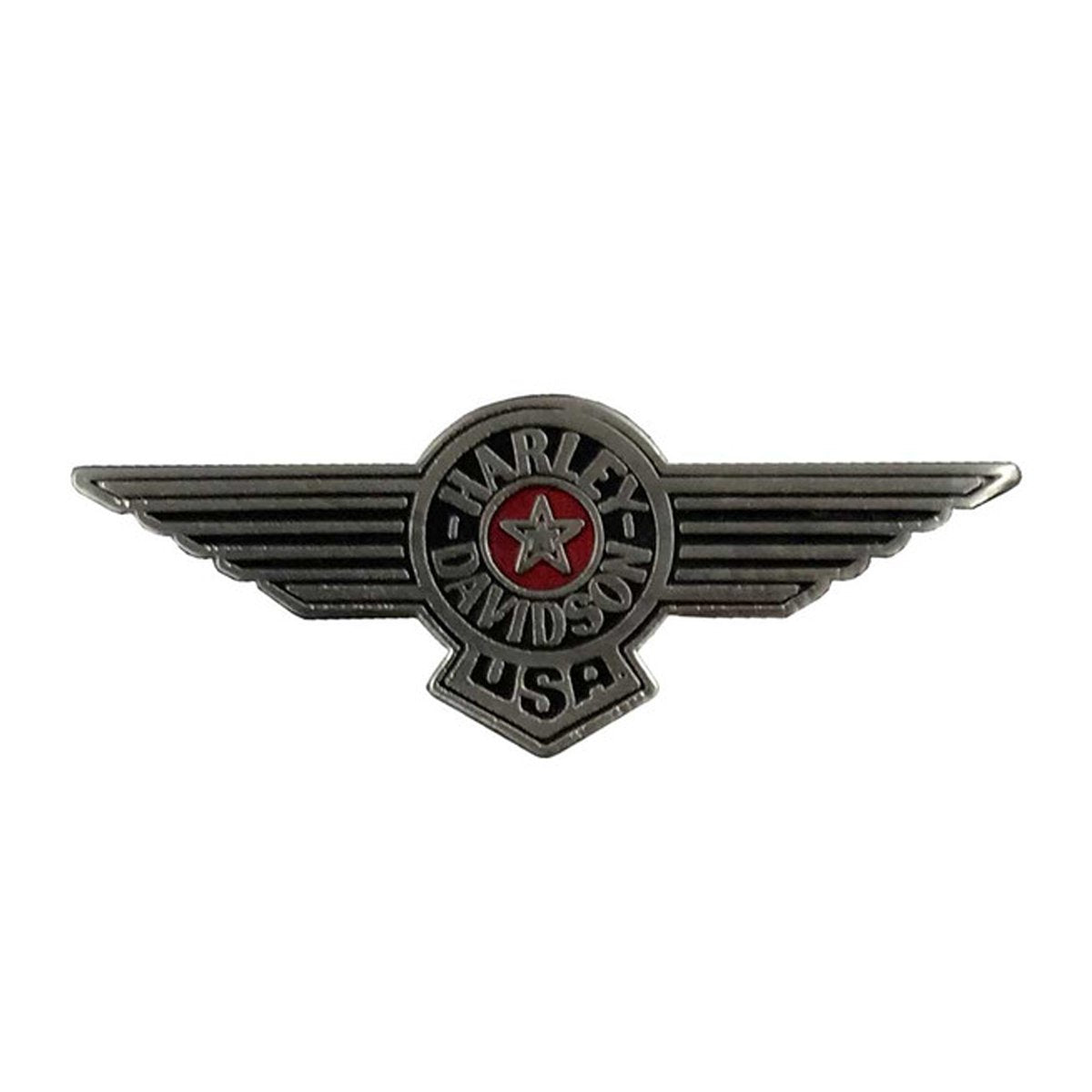Spilla Harley-Davidson® con ali da aviatore, finitura nichel anticato, 3,17 cm (1,25 pollici)