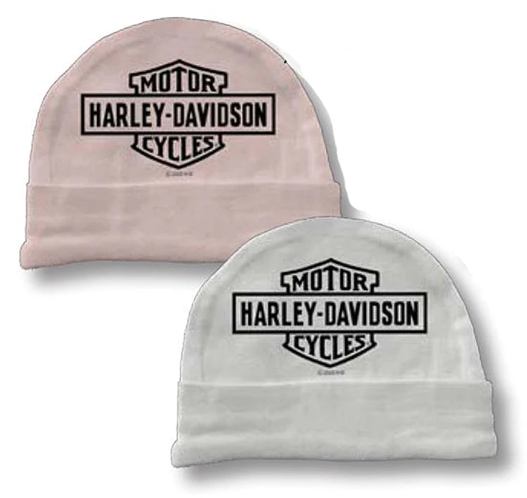 Cappellini in maglia con risvolto Harley-Davidson® per neonate, confezione da 2