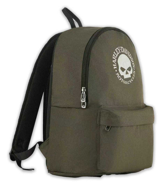Zaino resistente Harley-Davidson® Rugged Willie G Skull Graphic, verde militare