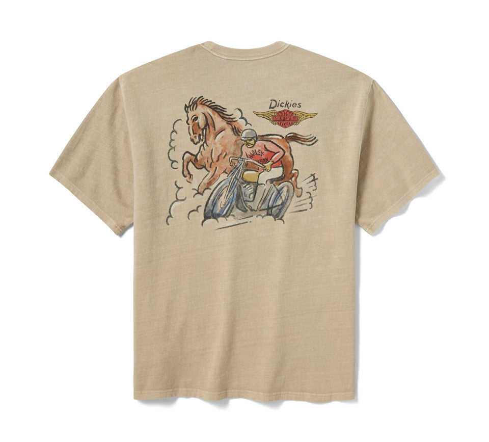 Maglietta tinta a pigmento Dickies x H-D Horsepower Heavyweight - Khaki