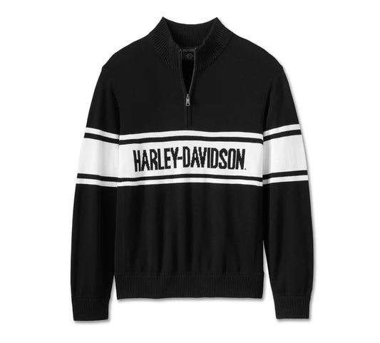 Maglione Harley-Davidson con cerniera 1/4 da uomo - Nero Harley