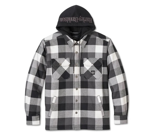 Giacca camicia con cappuccio Traveler - Plaid - Harley Black e Blackened Pearl