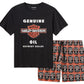 Set pigiama corto Harley-Davidson Oil Can Bar & Shield nero