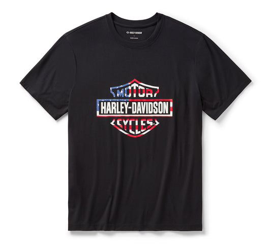 Camicia da uomo a maniche corte con stelle e strisce - Harley Black