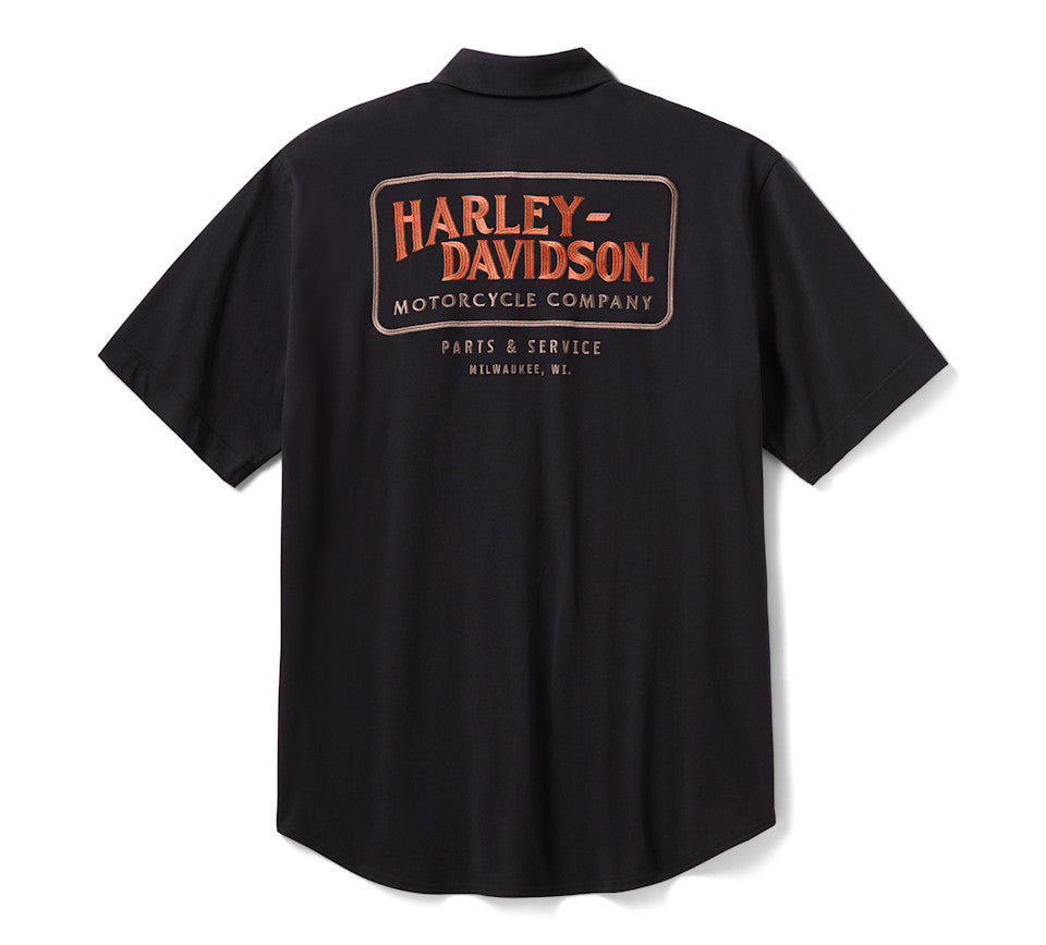 Camicia da uomo vintage in jersey con bottoni - Harley Black