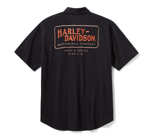 Camicia da uomo vintage in jersey con bottoni - Harley Black