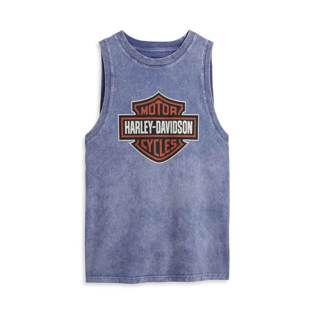 Canotta Harley-Davidson® da donna originale Chrome Warrior Vintage Wash Muscle - Grigio Blu
