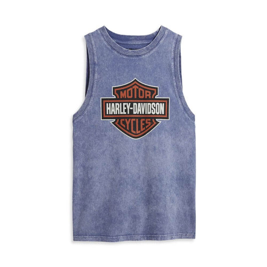 Canotta Harley-Davidson® da donna originale Chrome Warrior Vintage Wash Muscle - Grigio Blu