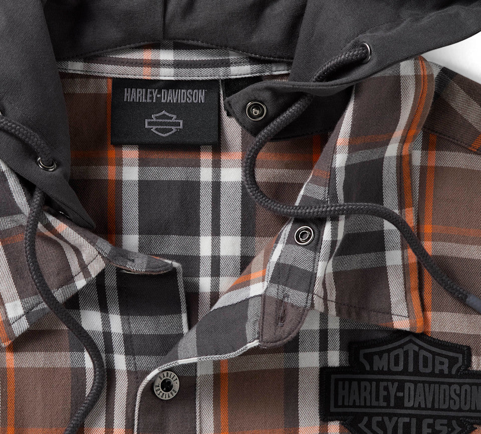 Camicia da uomo vintage a maniche lunghe con cappuccio