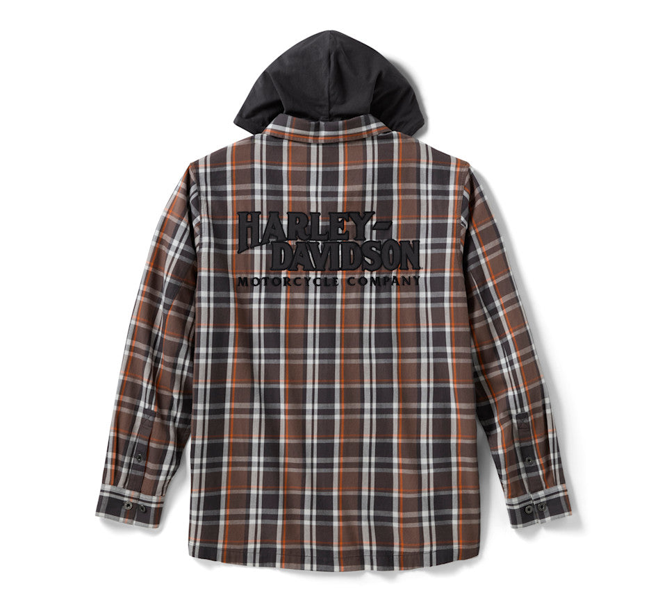 Camicia da uomo vintage a maniche lunghe con cappuccio