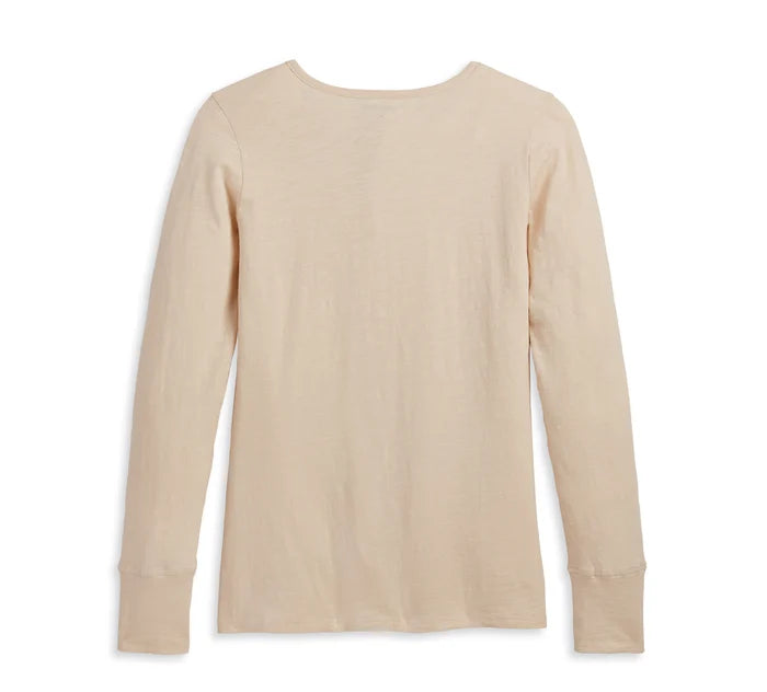 Maglia Henley Suspension con scollo, da donna - Oatmeal