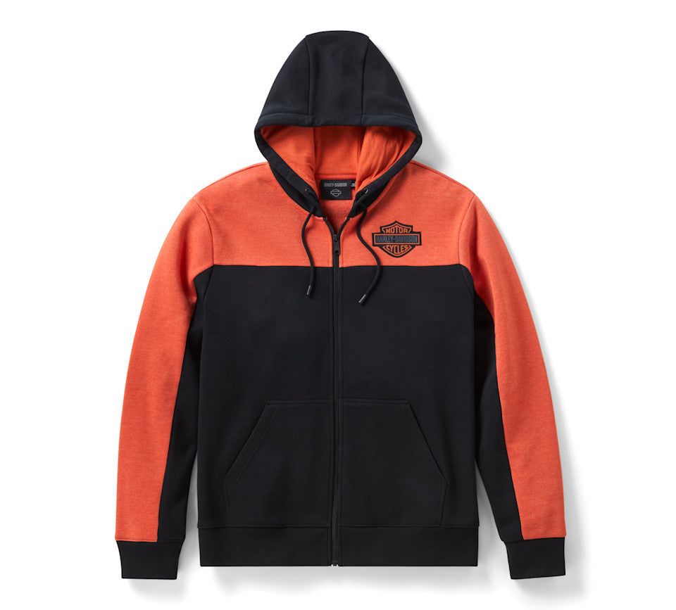 Felpa con cappuccio e zip integrale Color-Block H-D Essential da uomo