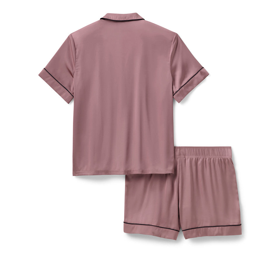 Completo da donna in raso con pantaloncini - Nostalgia Rose