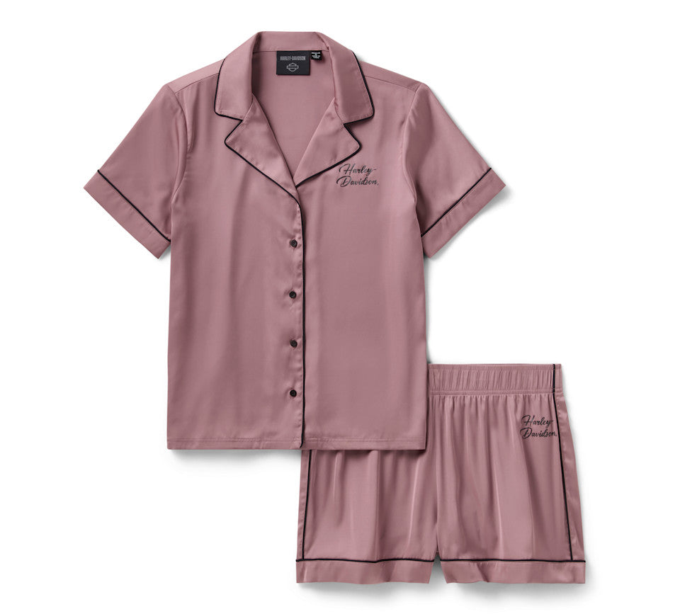 Completo da donna in raso con pantaloncini - Nostalgia Rose