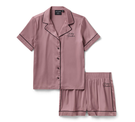 Completo da donna in raso con pantaloncini - Nostalgia Rose