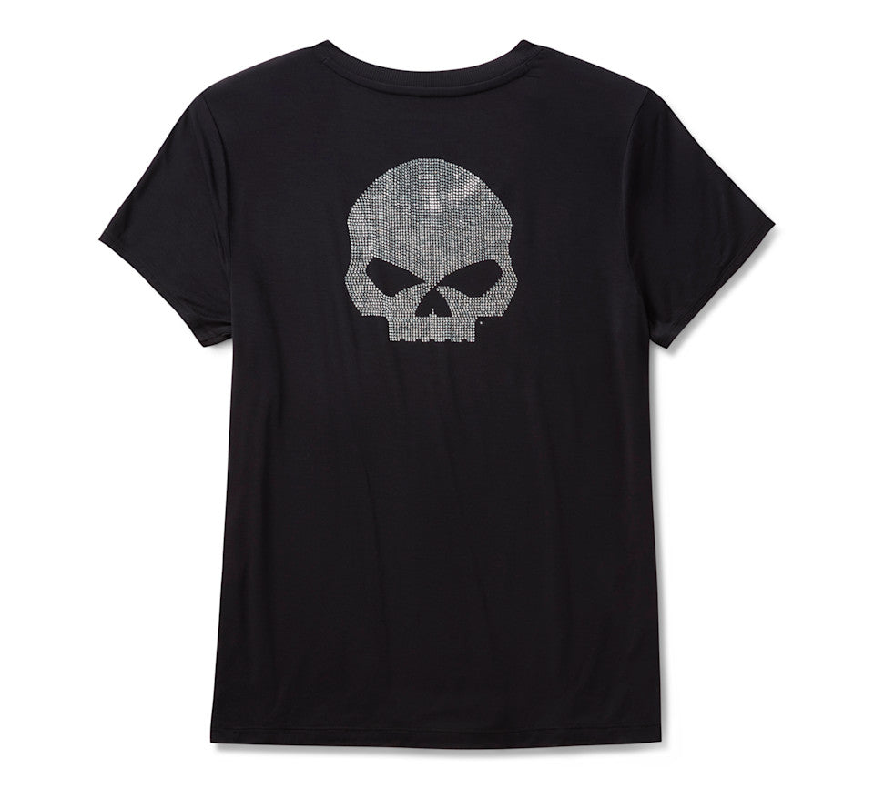 Maglia a V Willie G Skull Bling da donna - Harley Black