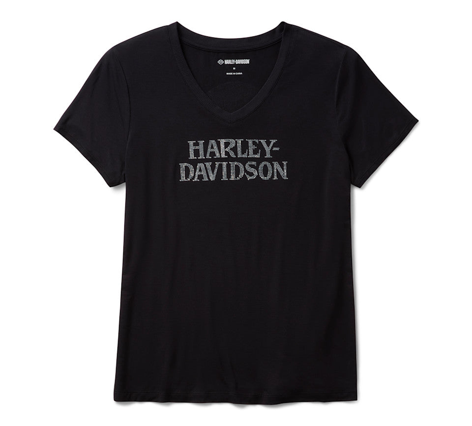 Maglia a V Willie G Skull Bling da donna - Harley Black