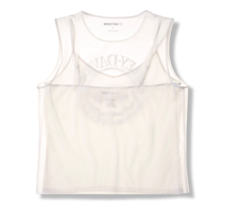 Top in rete Willie G Skull Bling da donna - Cloud Dancer