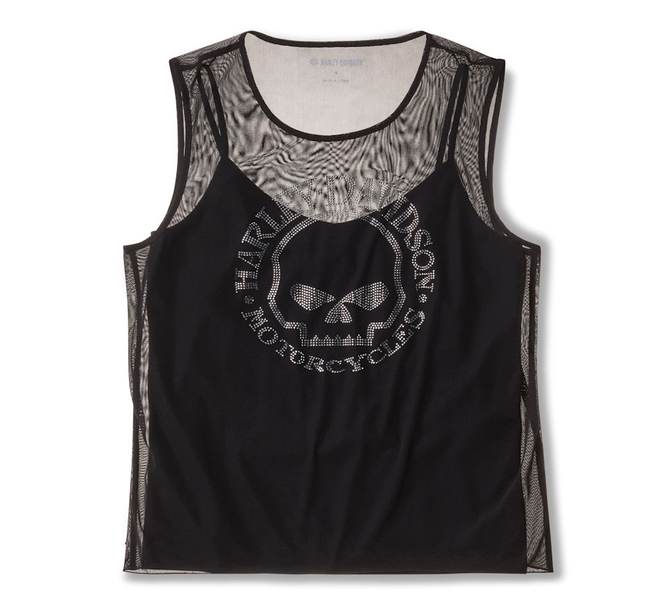 Top in rete Willie G Skull Bling da donna - Harley Black