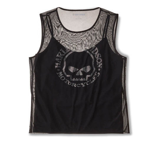 Top in rete Willie G Skull Bling da donna - Harley Black