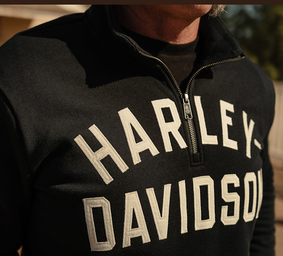 Felpa da uomo H-D Essential con cerniera a 1/4 - Harley Black