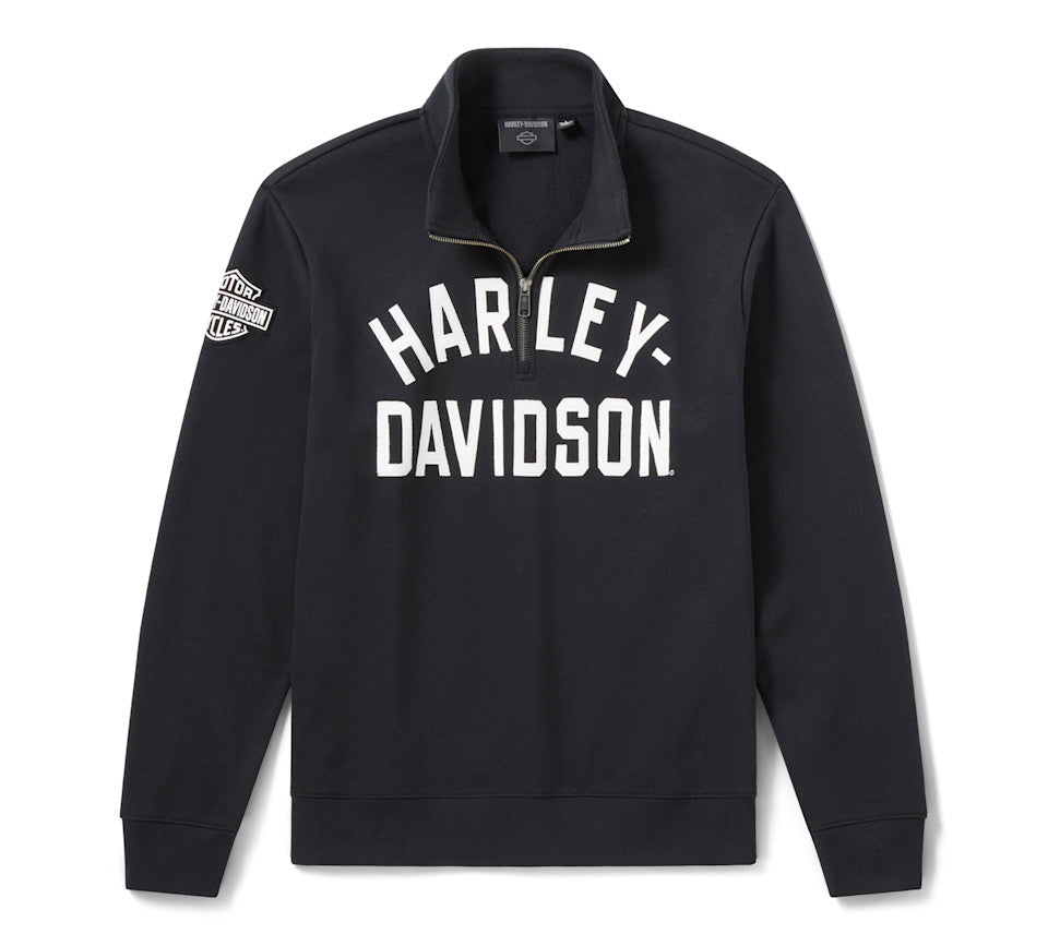 Felpa da uomo H-D Essential con cerniera a 1/4 - Harley Black