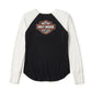 Maglia raglan a maniche lunghe Essential Arched Font - Colorblock - Harley Black & Cloud Dancer
