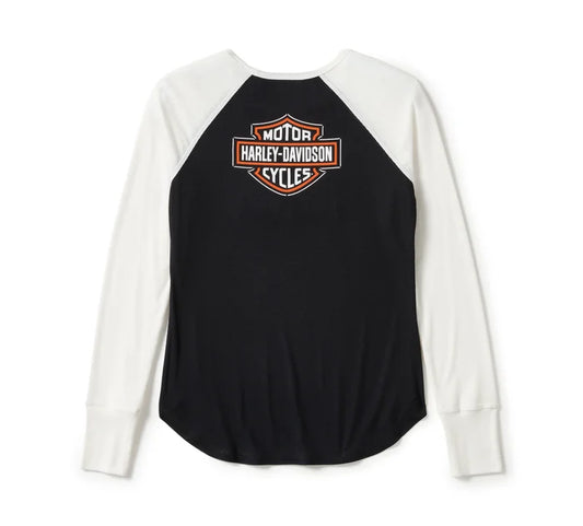Maglia raglan a maniche lunghe Essential Arched Font - Colorblock - Harley Black & Cloud Dancer