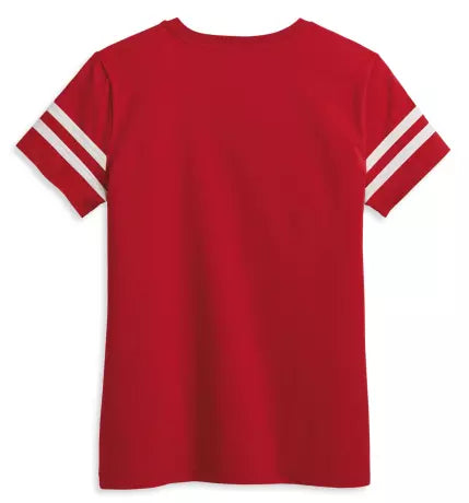 T-shirt da donna Harley-Davidson Forever Sleeve Striped rossa